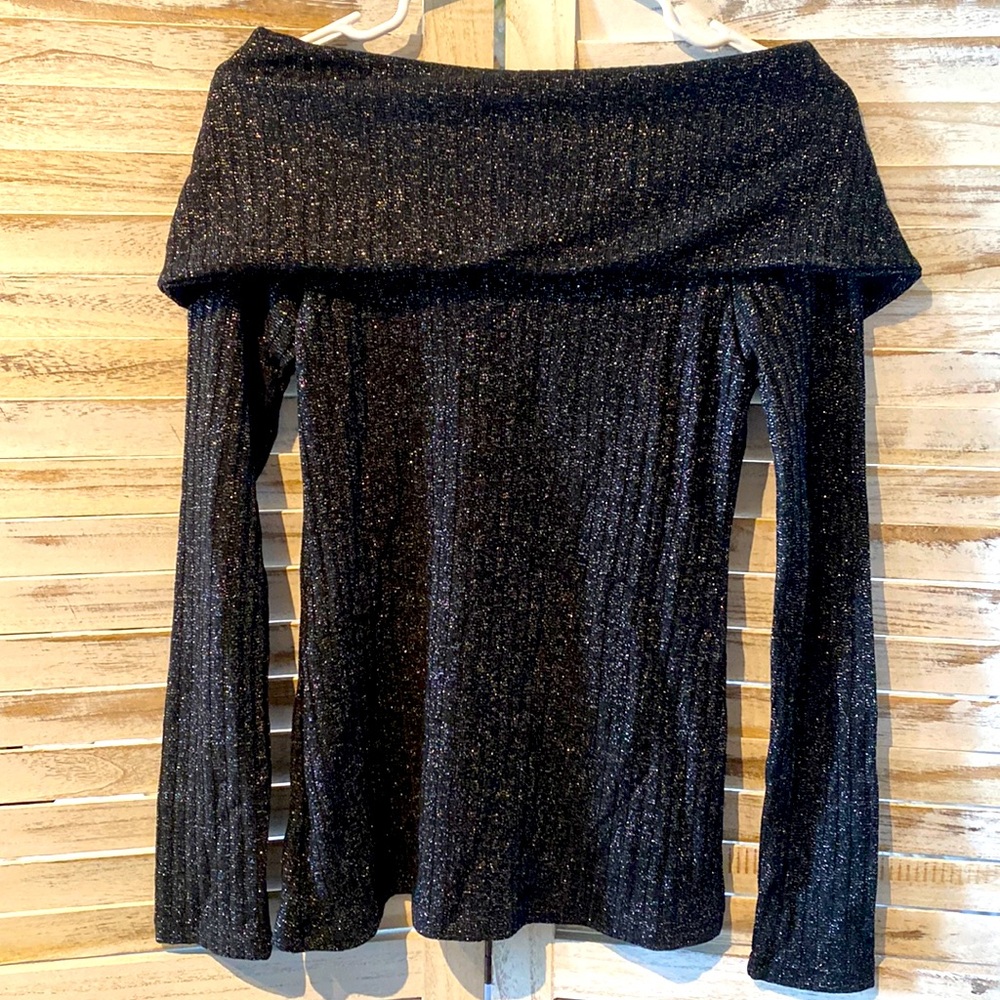 Unique black sweater with silver sparkles
